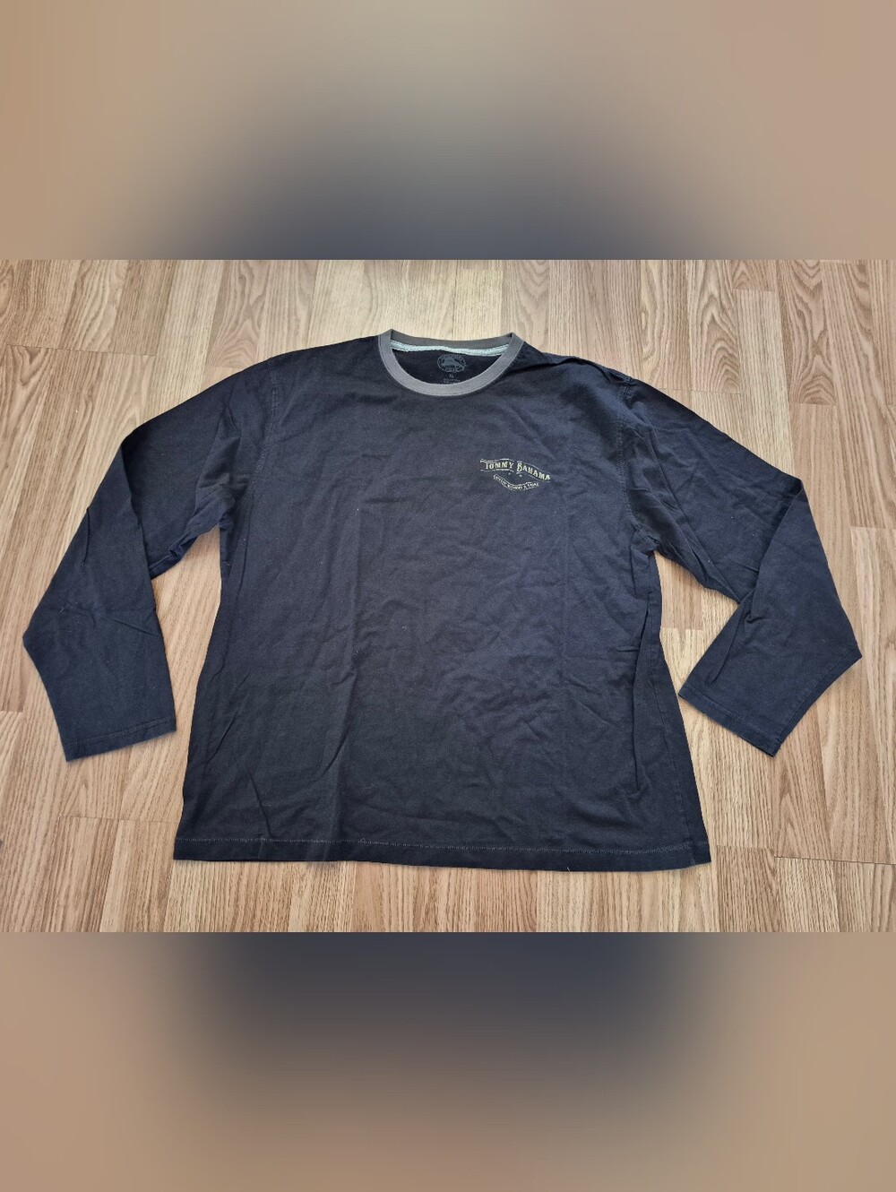 Tommy Bahama Men's Long Sleeve Black Shirt with Motorcycle Graphic